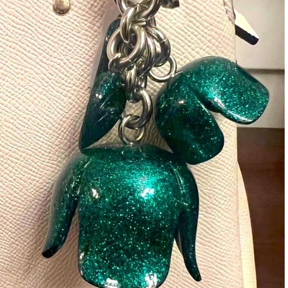 Coach Glitter Resin Tea Rose Keychain/Bag Charm - Picture 1 of 4